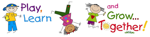 Image of Children playing that reads Play, Learn, and Grow together
